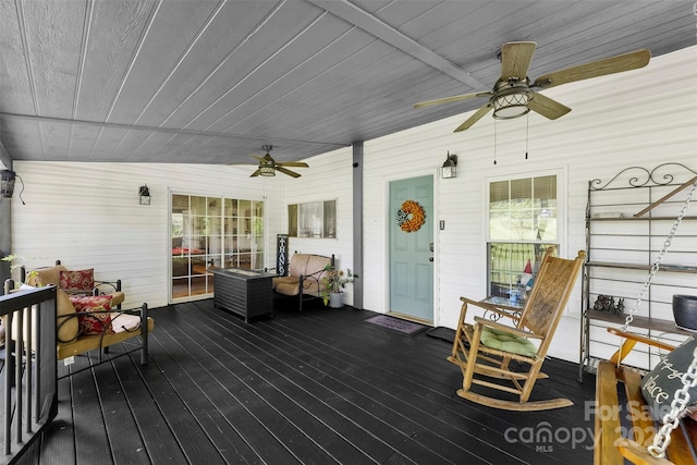 5425 Creek Run Ct, Kings Mountain, NC 28086 - deck featuring ceiling fan