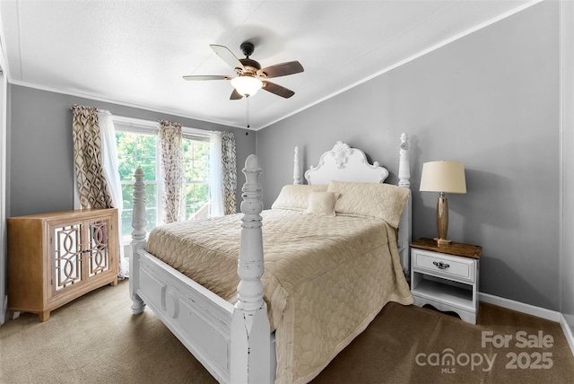 5425 Creek Run Ct, Kings Mountain, NC 28086 - bedroom with carpet, ceiling fan, crown molding, and access to exterior
