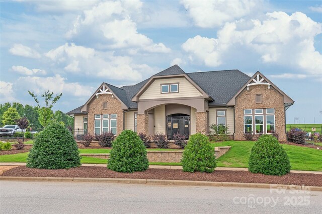 257 Auburn View Rd, Rock Hill, SC 29730 - craftsman-style home with brick siding, a front yard, and a shingled roof