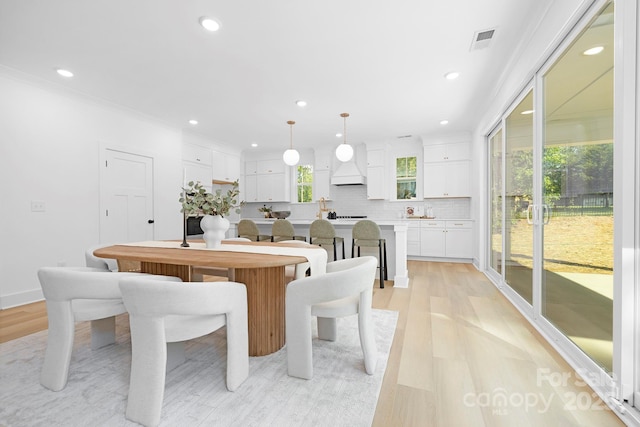 4032 Brandy Creek Ct, Clover, SC 29710 - dining space featuring recessed lighting, light wood-style floors, and ornamental molding
