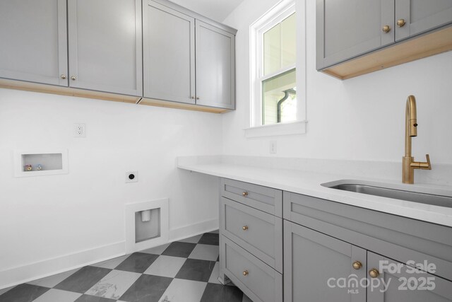 4032 Brandy Creek Ct, Clover, SC 29710 - washroom with cabinet space, dark floors, washer hookup, and electric dryer hookup