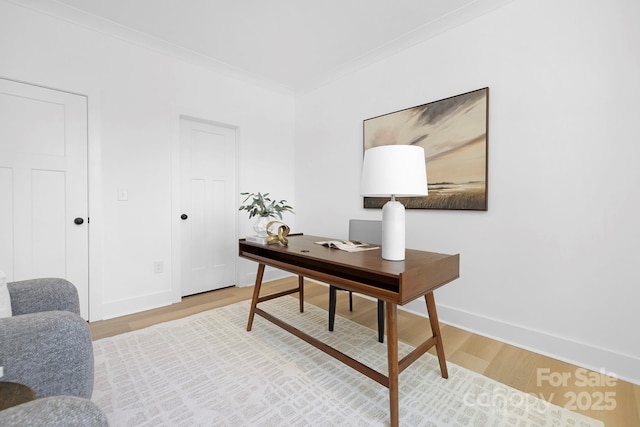4032 Brandy Creek Ct, Clover, SC 29710 - office area featuring light wood-type flooring and ornamental molding