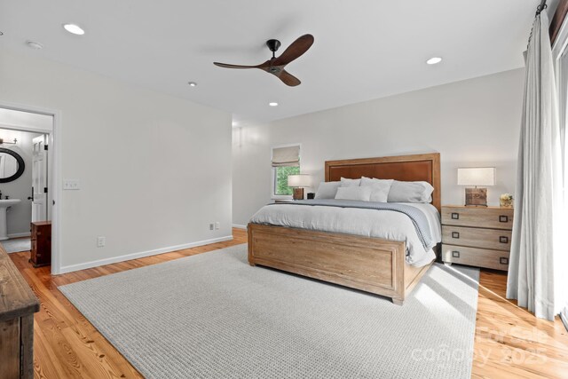 891 Crescent Trl Unit 273, Highlands, NC 28741 - bedroom featuring light wood-type flooring, a ceiling fan, and recessed lighting