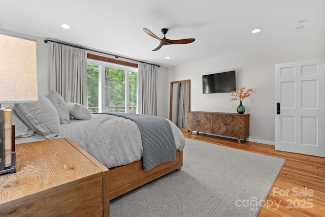 891 Crescent Trl Unit 273, Highlands, NC 28741 - bedroom featuring wood finished floors, recessed lighting, and a ceiling fan