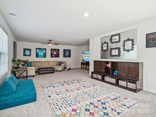 1008 Millbridge Pkwy, Waxhaw, NC 28173 - living area with carpet flooring and a ceiling fan