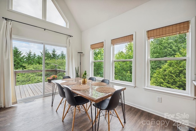 3381 Stones Throw Dr, Valdese, NC 28690 - dining room with plenty of natural light, wood finished floors, and high vaulted ceiling