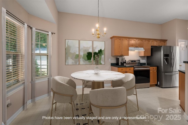 8002 Kingston Dr, Waxhaw, NC 28173 - dining space with a chandelier and light flooring