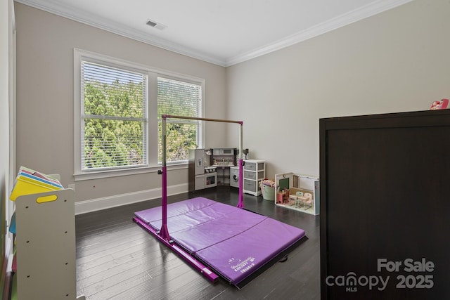 426 Kirkbride Ct, Fort Mill, SC 29715 - recreation room with ornamental molding and wood finished floors