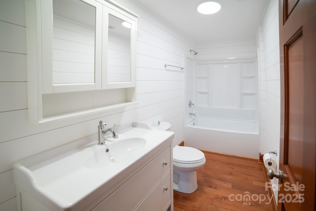 4879 Denton Chapel Rd, Morganton, NC 28655 - full bath with vanity, wood finished floors, and  shower combination