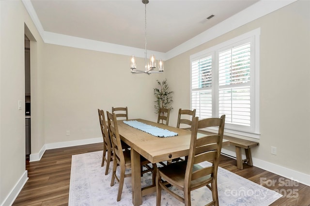 5129 Whitman Ave, Matthews, NC 28105 - dining space featuring a chandelier and dark wood-type flooring