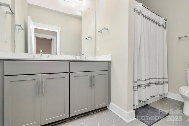 5129 Whitman Ave, Matthews, NC 28105 - full bathroom with tile patterned flooring, double vanity, and a shower with curtain