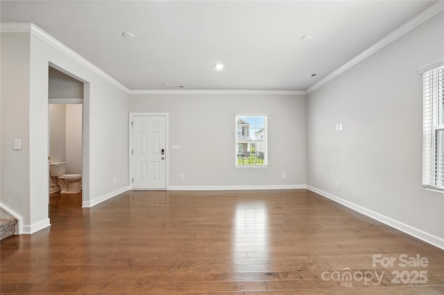 125 Cedar Knoll Cir, Pineville, NC 28134 - empty room featuring wood finished floors, ornamental molding, and recessed lighting