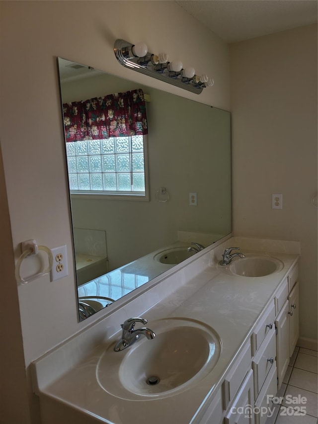 110 Kimberly Ln, Kings Mountain, NC 28086 - bathroom featuring double vanity and tile patterned flooring