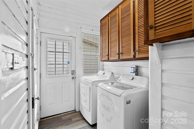 23 Oteen Park Pl, Asheville, NC 28805 - laundry area with cabinet space, washer and dryer, and light wood-type flooring