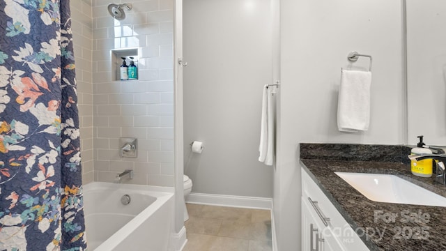 1011 Westbrook Dr Unit A, Charlotte, NC 28202 - bathroom featuring vanity, shower / bath combo with shower curtain, and tile patterned flooring
