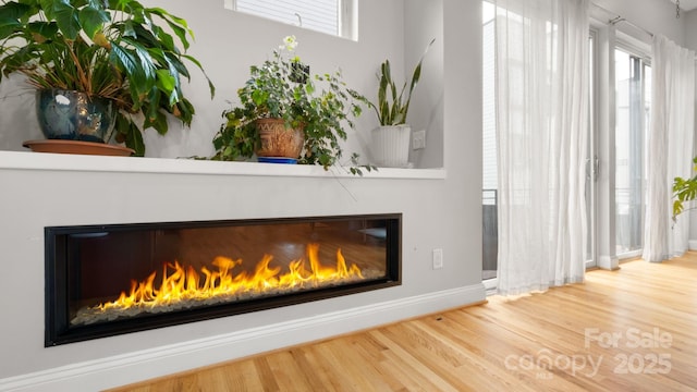1011 Westbrook Dr Unit A, Charlotte, NC 28202 - detailed view of a glass covered fireplace and wood finished floors
