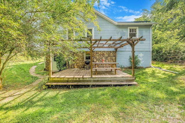 99 Little Oak St, Canton, NC 28716 - wooden terrace featuring a pergola and a lawn