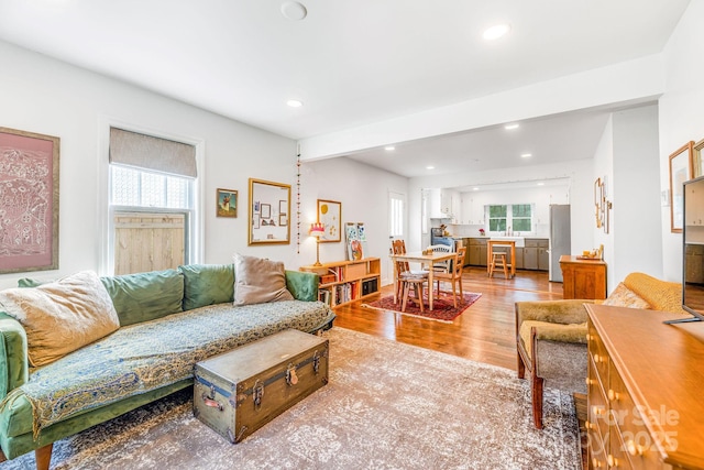 99 Little Oak St, Canton, NC 28716 - living area featuring healthy amount of natural light, light wood-type flooring, and recessed lighting