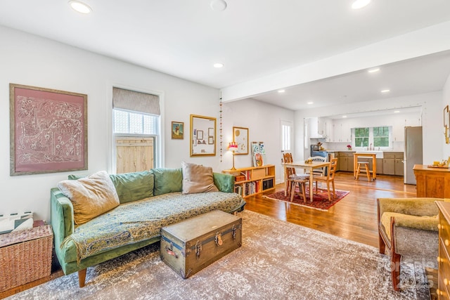 99 Little Oak St, Canton, NC 28716 - living area with recessed lighting and wood finished floors