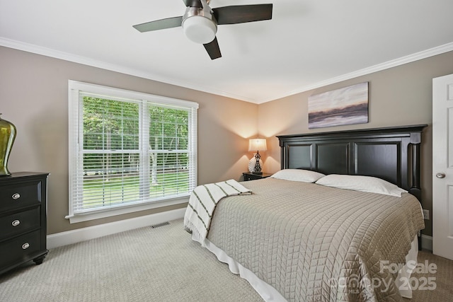 4824 Waxhaw Farms Rd, Waxhaw, NC 28173 - bedroom featuring light carpet, crown molding, and a ceiling fan