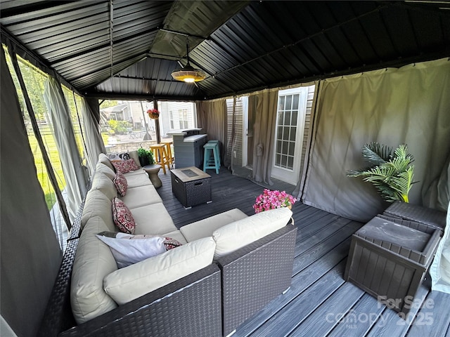 9792 Ravenscroft Ln NW, Concord, NC 28027 - wooden terrace with a gazebo and outdoor lounge area