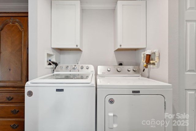 152 Lantana Dr, Sylva, NC 28779 - laundry room with cabinet space, washing machine and clothes dryer, and crown molding