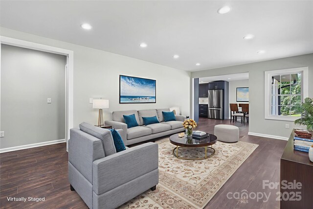 191 Harmony Grove Rd, Nebo, NC 28761 - living area featuring dark wood-style flooring and recessed lighting