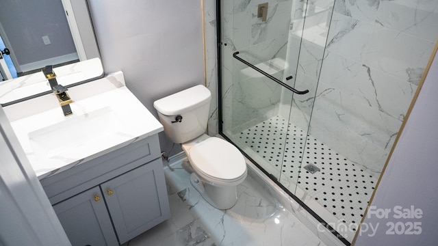 830 Mcarthur Ave, Charlotte, NC 28206 - bathroom with marble finish floors, vanity, and a marble finish shower