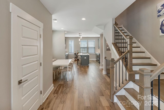 2969 Simpson Dr, Charlotte, NC 28205 - staircase with wood-type flooring and recessed lighting