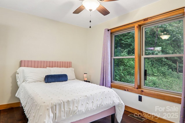 2171 Black Rock Rd, Cherokee, NC 28719 - bedroom featuring multiple windows, wood finished floors, and ceiling fan