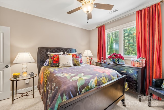 168 Blue Ridge Trl, Mooresville, NC 28117 - bedroom featuring carpet, ornamental molding, and ceiling fan