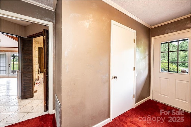 4275 Herman Sipe Rd, Conover, NC 28613 - entryway with plenty of natural light, crown molding, and a textured ceiling