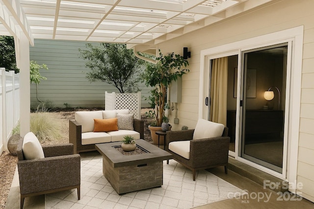 5017 Celeste Ct, Charlotte, NC 27609 - view of patio featuring a pergola and outdoor lounge area