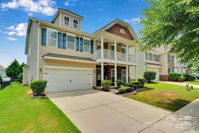 1636 Ridge Haven Rd, Waxhaw, NC 28173 - craftsman house featuring a balcony, a garage, and driveway