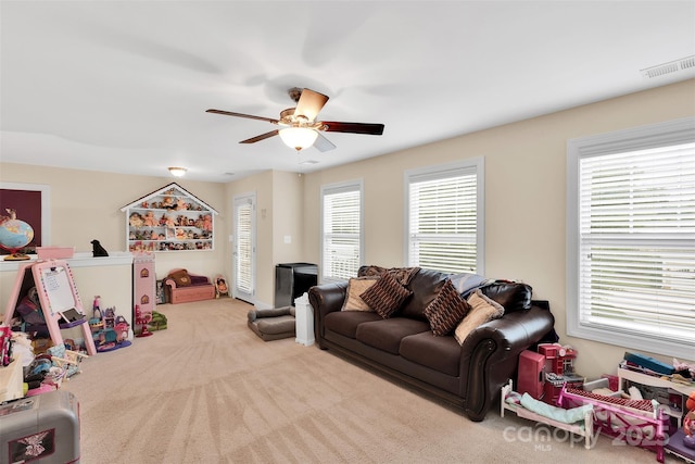 1636 Ridge Haven Rd, Waxhaw, NC 28173 - carpeted living room featuring ceiling fan