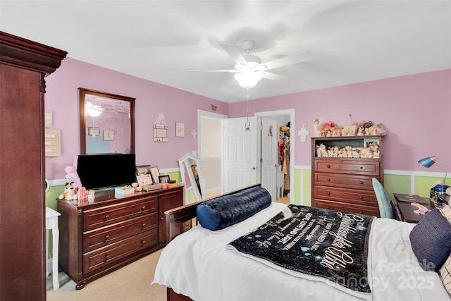 1636 Ridge Haven Rd, Waxhaw, NC 28173 - bedroom featuring ceiling fan, light carpet, and an office area