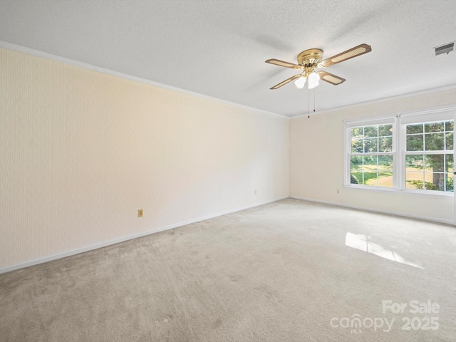 2020 Dawnshire Dr, Gastonia, NC 28054 - carpeted empty room featuring a ceiling fan, ornamental molding, and a textured ceiling
