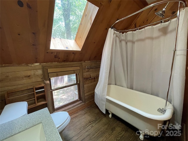 5109 Walnut Grove Ln, Charlotte, NC 28227 - bathroom with wood walls, wood finished floors, and vanity