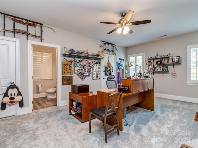 1011 Golden Bell Dr, Waxhaw, NC 28173 - office space featuring carpet floors, a ceiling fan, and healthy amount of natural light
