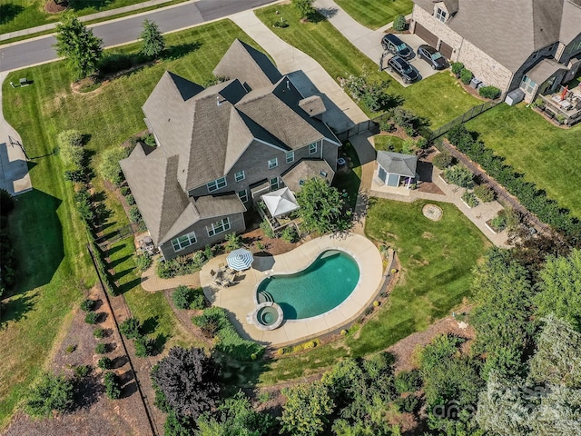 1011 Golden Bell Dr, Waxhaw, NC 28173 - aerial view of property's location featuring a pool and nearby suburban area
