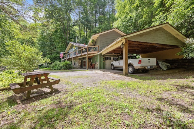 13884 Cruso Rd, Canton, NC 28716 - view of property exterior featuring driveway, a carport, and a deck