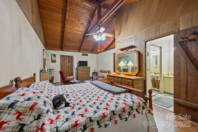 13884 Cruso Rd, Canton, NC 28716 - bedroom featuring a wooden ceiling with exposed beams and high vaulted ceiling