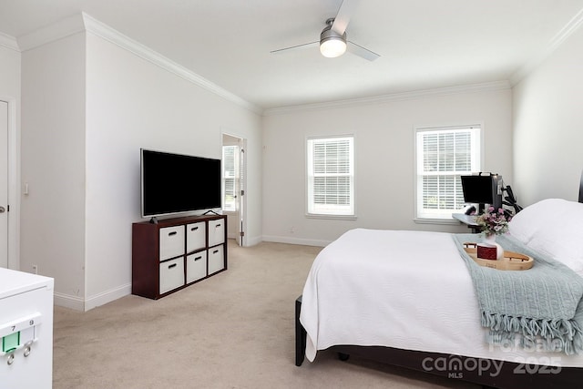 1593 Bloomfield Rd, Rock Hill, SC 29732 - bedroom with light carpet, ornamental molding, and a ceiling fan
