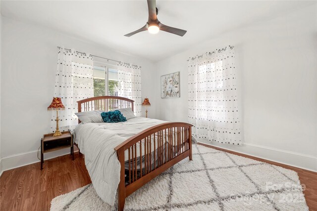 124 Marion St, Clover, SC 29710 - bedroom with wood finished floors and a ceiling fan