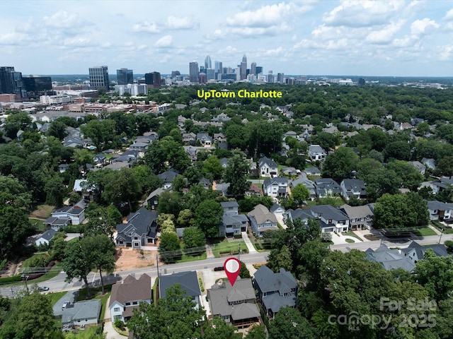 612 Ideal Way, Charlotte, NC 28203 - aerial perspective of suburban area featuring city skyline