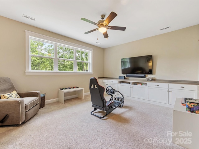 612 Ideal Way, Charlotte, NC 28203 - sitting room with a ceiling fan and carpet floors