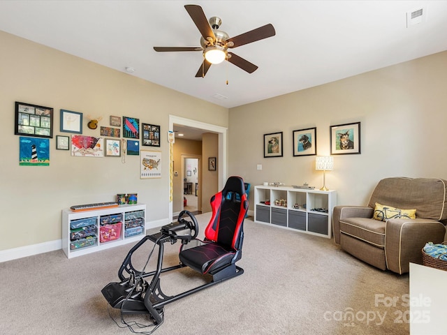 612 Ideal Way, Charlotte, NC 28203 - living area with a ceiling fan and carpet floors
