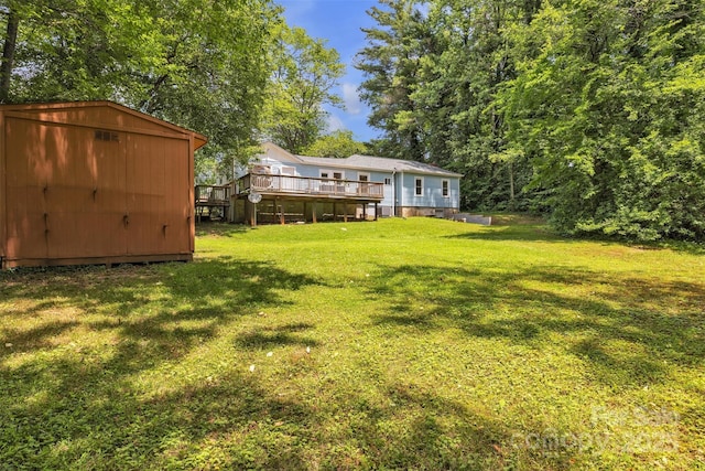 2222 19th Ave NE, Hickory, NC 28601 - view of green lawn featuring a shed and a deck