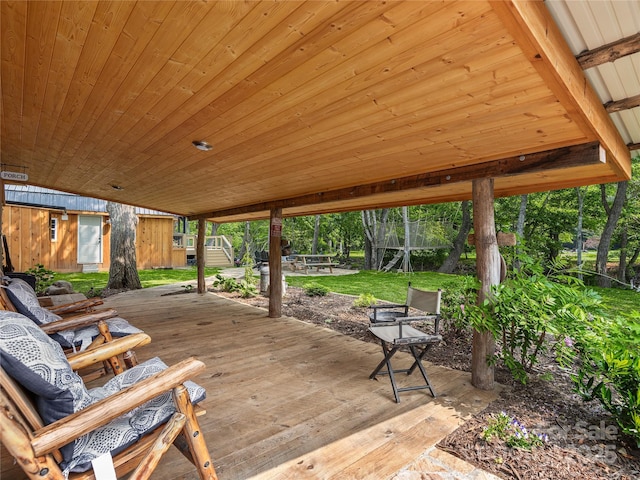 14715 Cruso Rd, Canton, NC 28716 - wooden deck with a storage unit