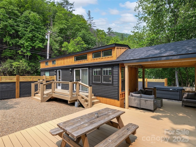 14715 Cruso Rd, Canton, NC 28716 - wooden deck featuring outdoor lounge area and grilling area
